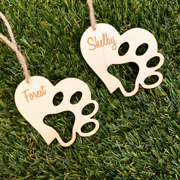 Heart Shaped Pet Xmas Decoration With Paw Shaped Cut Out